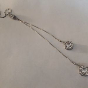 Lariat style cz silver necklace